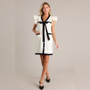 Voy EFFORTLESS GLAMOUR IVORY TWEED MINI DRESS cottagecore size small